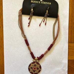Bijoux terner red necklace and earring bundle